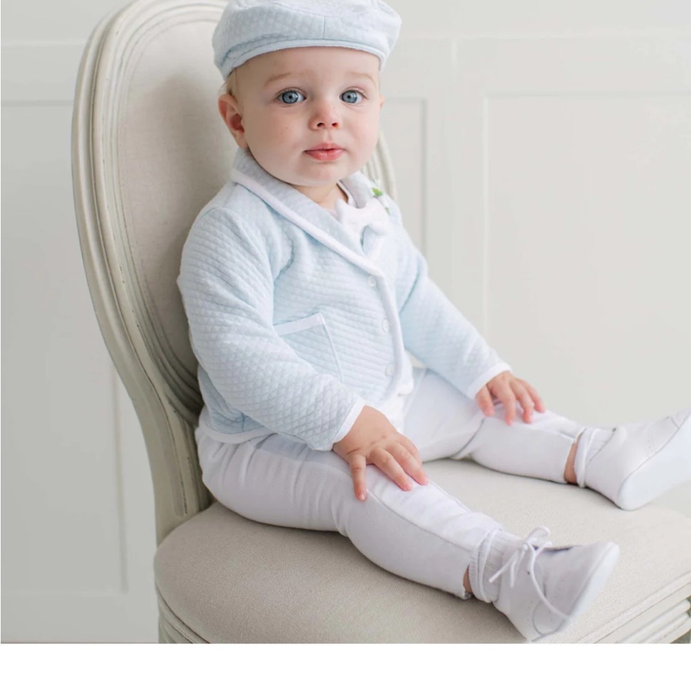 Baby Beau & Belle Asher 3 piece Suit with bow tie, boutonnière, and hat